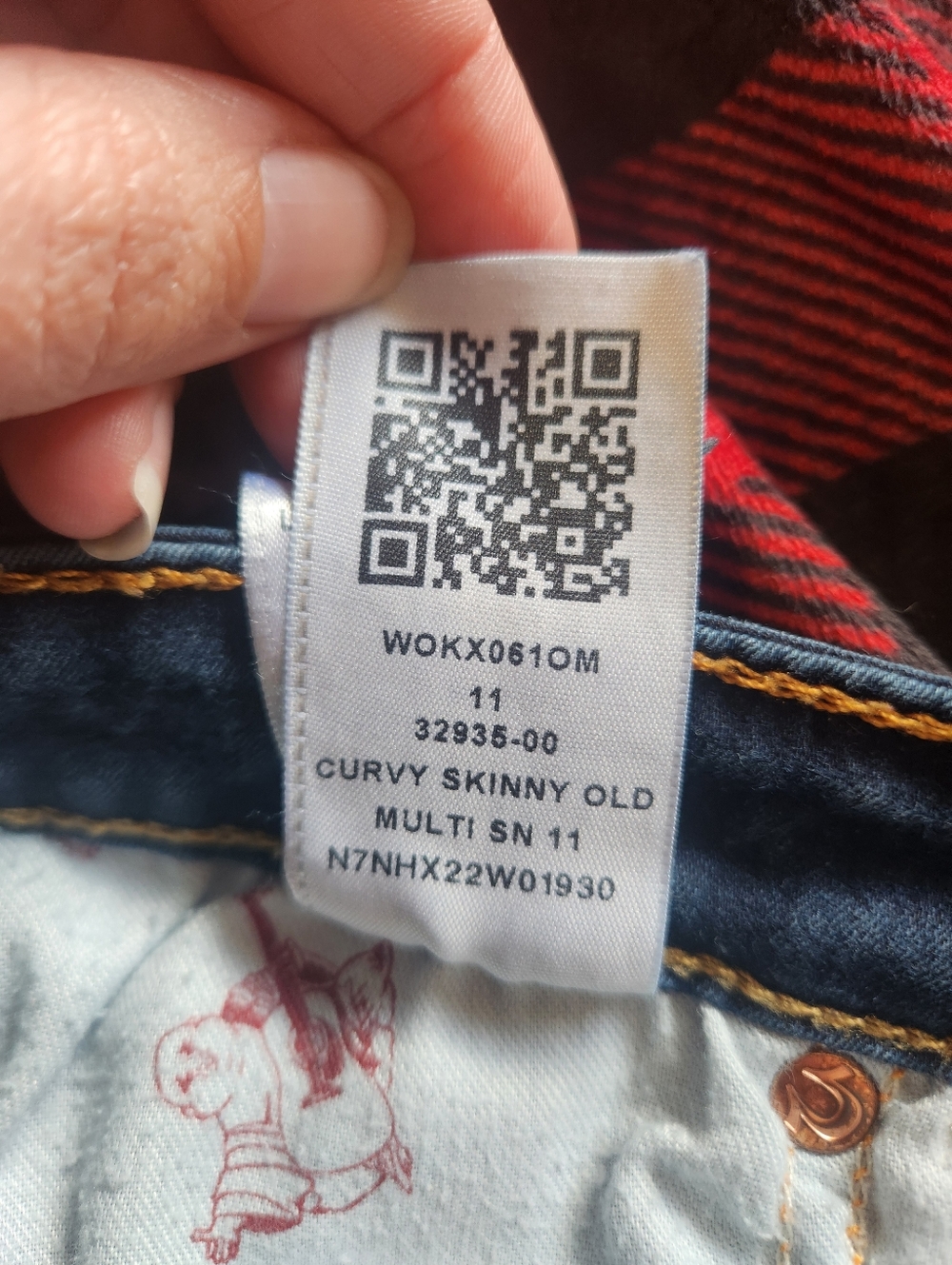 True Religion Curvy Skinny Jeans Dark Wash Horseshoe Super T Stitch 30 Like New - Picture 8 of 12